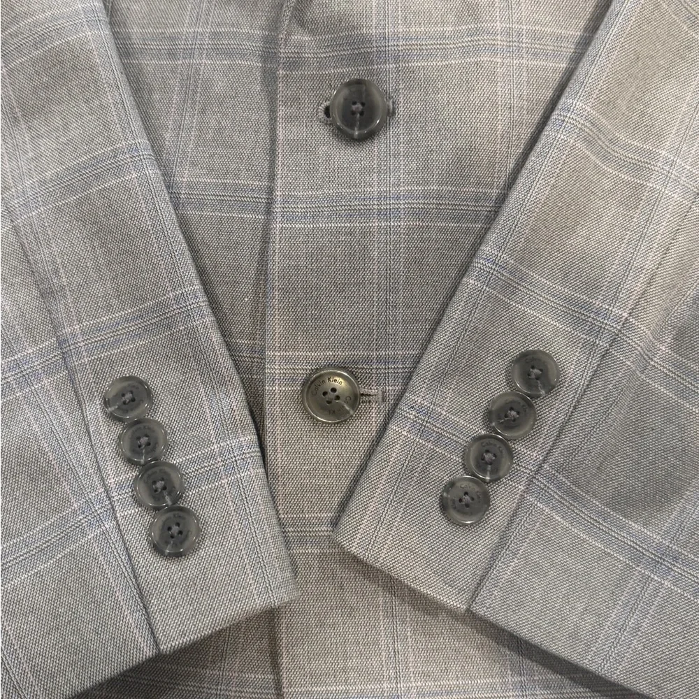 Calvin Klein Charcoal Checkered Blazer - Picture 5 of 8